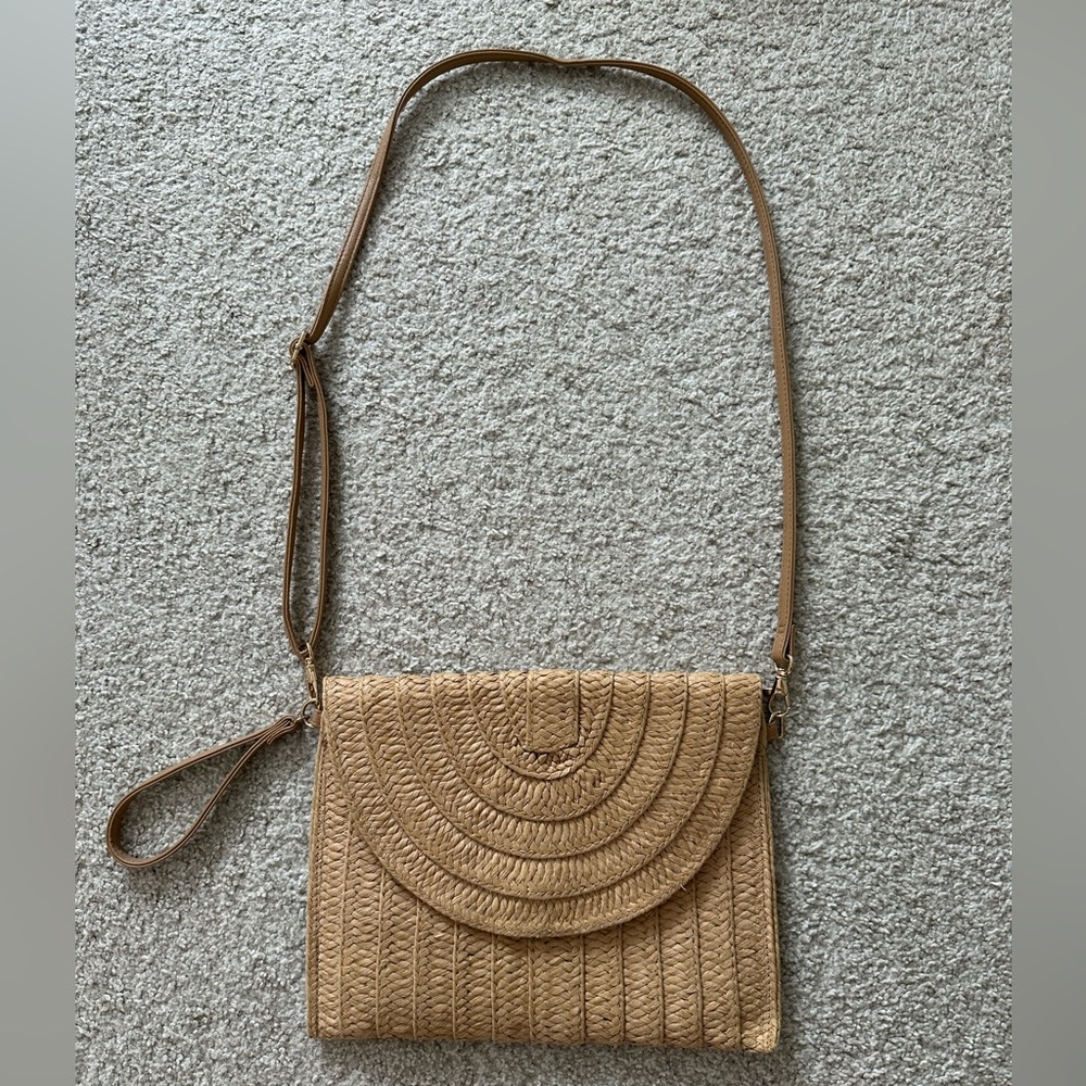 Tan Woven Crossbody Bag